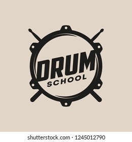 Vector logo of Drum school. Logotype, symbol, icon, graphic, vector. Rock music 