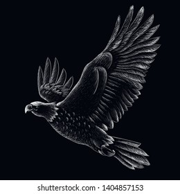 The Vector logo eagle for tattoo or print  T-shirt design or outwear.  Hunting style eagle background.