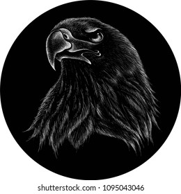 The Vector logo eagle for tattoo or T-shirt design or outwear.  Hunting style eagle background.