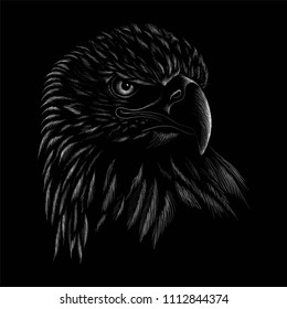 The Vector logo eagle for tattoo or T-shirt design or outwear.  Hunting style eagle background.