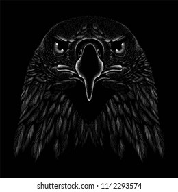 The Vector logo eagle for tattoo or T-shirt design or outwear.  Hunting style eagle background.