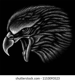 The Vector logo eagle for tattoo or T-shirt design or outwear.  Hunting style eagle background.