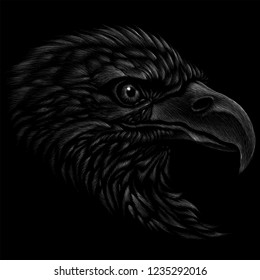 The Vector logo eagle for tattoo or T-shirt design or outwear.  Hunting style eagle background.