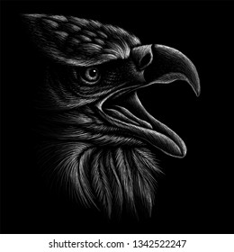 The Vector logo eagle for tattoo or T-shirt design or outwear.  Hunting style eagle background.