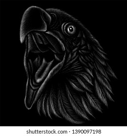 The Vector logo eagle for tattoo or T-shirt design print or outwear.  Hunting style eagle background.