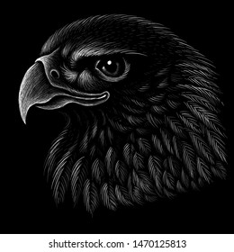 The Vector logo eagle for tattoo or T-shirt design or outwear.  Hunting style eagle background.