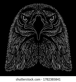 The Vector logo eagle for tattoo or T-shirt design or outwear.  Hunting style eagle background. This hand drawing is for black fabric or canvas.