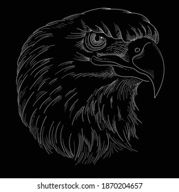 The Vector logo eagle for tattoo or T-shirt design or outwear.  Hunting style eagle background. This hand drawing is for black fabric or canvas.