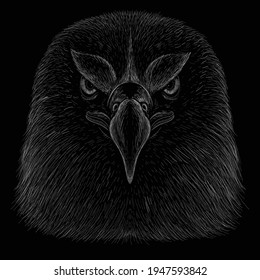 The Vector logo eagle for tattoo or T-shirt design or outwear.  Hunting style raven background. This hand drawing is for black fabric or canvas.