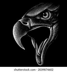 The Vector logo eagle for tattoo or T-shirt design or outwear.  Hunting style eagle background. This drawing is for black fabric or canvas.