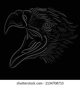 The Vector logo eagle for tattoo or T-shirt design or outwear.  Hunting style raven background. This hand drawing is for black fabric or canvas