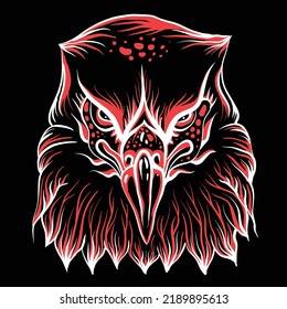 The Vector logo eagle for tattoo or T-shirt design or outwear.  Hunting style eagle background. This drawing is for black fabric or canvas.