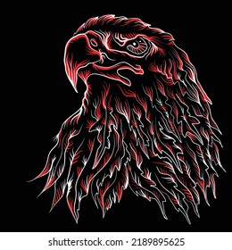 The Vector logo eagle for tattoo or T-shirt design or outwear.  Hunting style eagle background. This drawing is for black fabric or canvas.