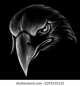 The Vector logo eagle for tattoo T  shirt design outwear   Hunting style eagle background  This drawing is for black fabric canvas 