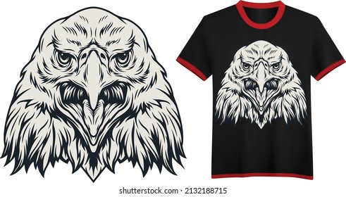 The Vector logo eagle for T-shirt design or outwear. T-Shirts, Hoodie, Tank. Vector illustration text for clothes. Inspirational quote card, invitation and background