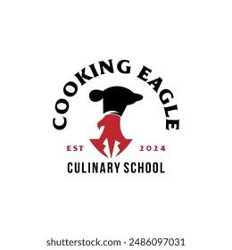 Vector logo of an eagle wearing a chef's hat, Useful for schools or courses to become a chef