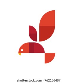 Vector logo Eagle with wings flying in dynamics, modern geometric sign Illustration in flat style from simple objects