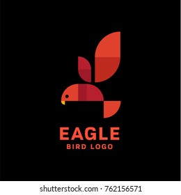 Vector logo Eagle with wings flying in dynamics, modern geometric sign Illustration in flat style from simple objects