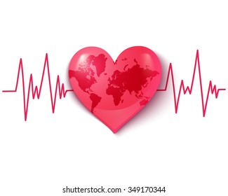 Vector logo with Earth in the form of heart