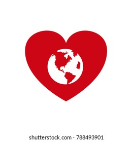 Vector logo with Earth in the form of heart