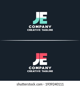 Vector logo of ej and je initial letter design in red and white style. Can be used as Logo, Brands, Mascot.