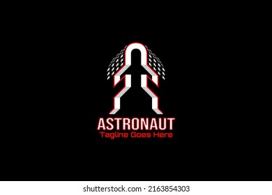 Vector logo element with abstract illustration of astronaut on positive space and plane or rocket on negative space. The logo in the positive space also forms the initials F or FF. business brands.