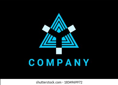 Vector logo element with arrow pattern on the sides of a triangle forming initial "Y" in the middle. Usable for shipping, delivery, logistics and transportation service logo elements.