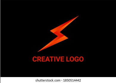 Vector logo element with flash or lightning illustrations forming initials "S". Usable for energy, electricity and general engineering logo elements.