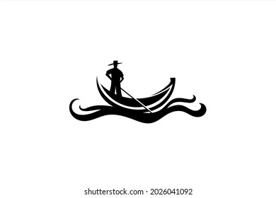 Elemento de logotipo vectorial con ilustración gondolier.