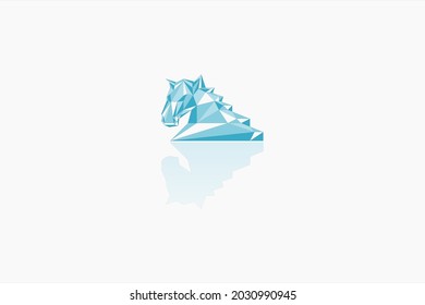 Vector logo element with horse illustration with iceberg pattern. Usable for general business logo in north pole or snowy area