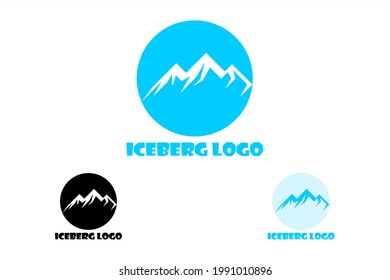 Vector logo element with iceberg illustration in round frame