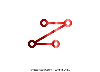 Vector logo element with illustration of a shopping cart or shopping trolley with red circuit board pattern with initials "Z".