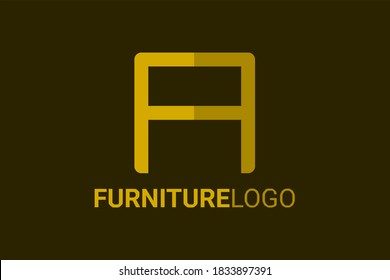 Vector logo element with initials F monogram in golden color. usable for logo elements furniture, real estate and general business.
