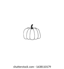 Vector logo element, isolated illustration. Hand drawn icon, a pumpkin. Business identity and branding. For halloween, magicians and illusionists. Business identity and branding.