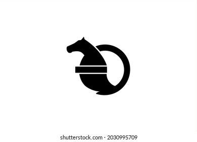 vector logo element with power button and horse illustration. Usable for technology logo, energy and general business logo