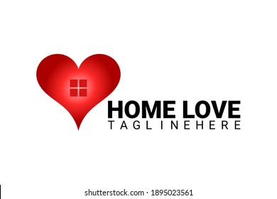 Vector logo element for real estate with heart and window illustration.