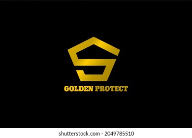 Vector logo element with shield or house illustration forming initials S. Usable for real estate brand and general security logo