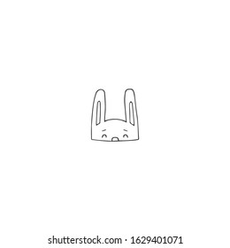 Vector logo element, a white rabbit. Hand drawn isolated icon. Magic and fairy tales. For business identity and branding, for magic performances, magicians and illusionists. For souvenir shops.