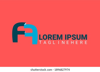 Vector logo elements with initials F are mirrored forming initials A or R in paper cut style or flag style. Usable for general business logos.