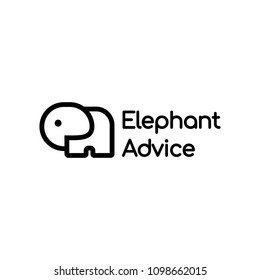 Vector logo elephant advice. Monograms E and A. Abbreviation EA. Advertisement. Advantage.