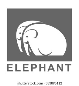 vector logo elephant silhouette black on white background