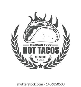 Vector logo, emblem, badge, icon, symbol template design for Taco Shop
