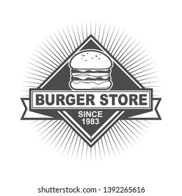 Vector logo, emblem, badge logo template design for burger shop