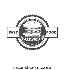 Vector logo, emblem, badge logo template design for burger shop