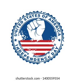 Vector logo, emblem, badge with US Independence Day theme