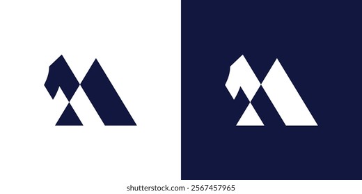 vector logo, emblem, or design of initial number 1 and mountain. negative space triangle A1