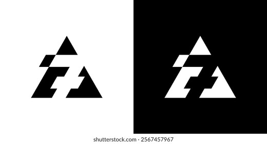 Vector logo, emblem, or design of the initial number 7 and mountain. Vector logo A7