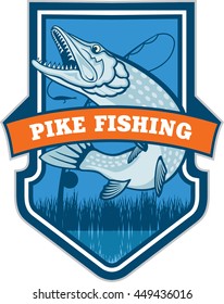 vector logo emblem with fish pike