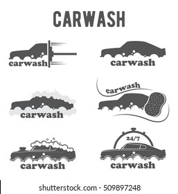 vector logo, emblem, icon, symbol, emblem for car washes. Service around the clock. Caring for your car, shampoo for transport