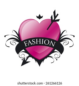 vector logo emblem with red heart
